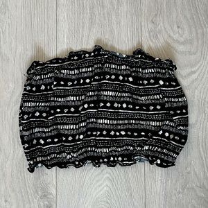 Printed Bubble Strapless Crop Top